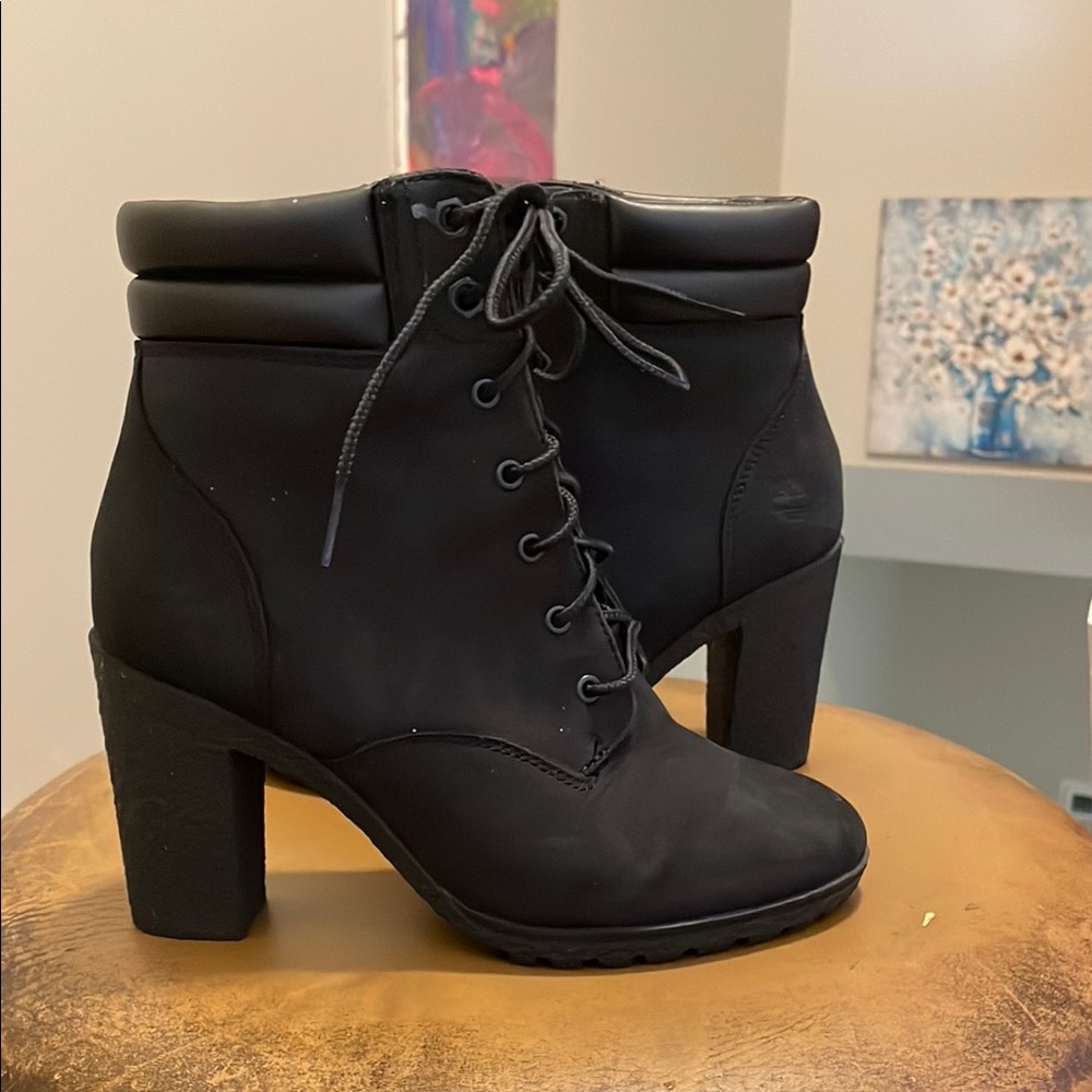 Black Lace-Up Ankle Boots